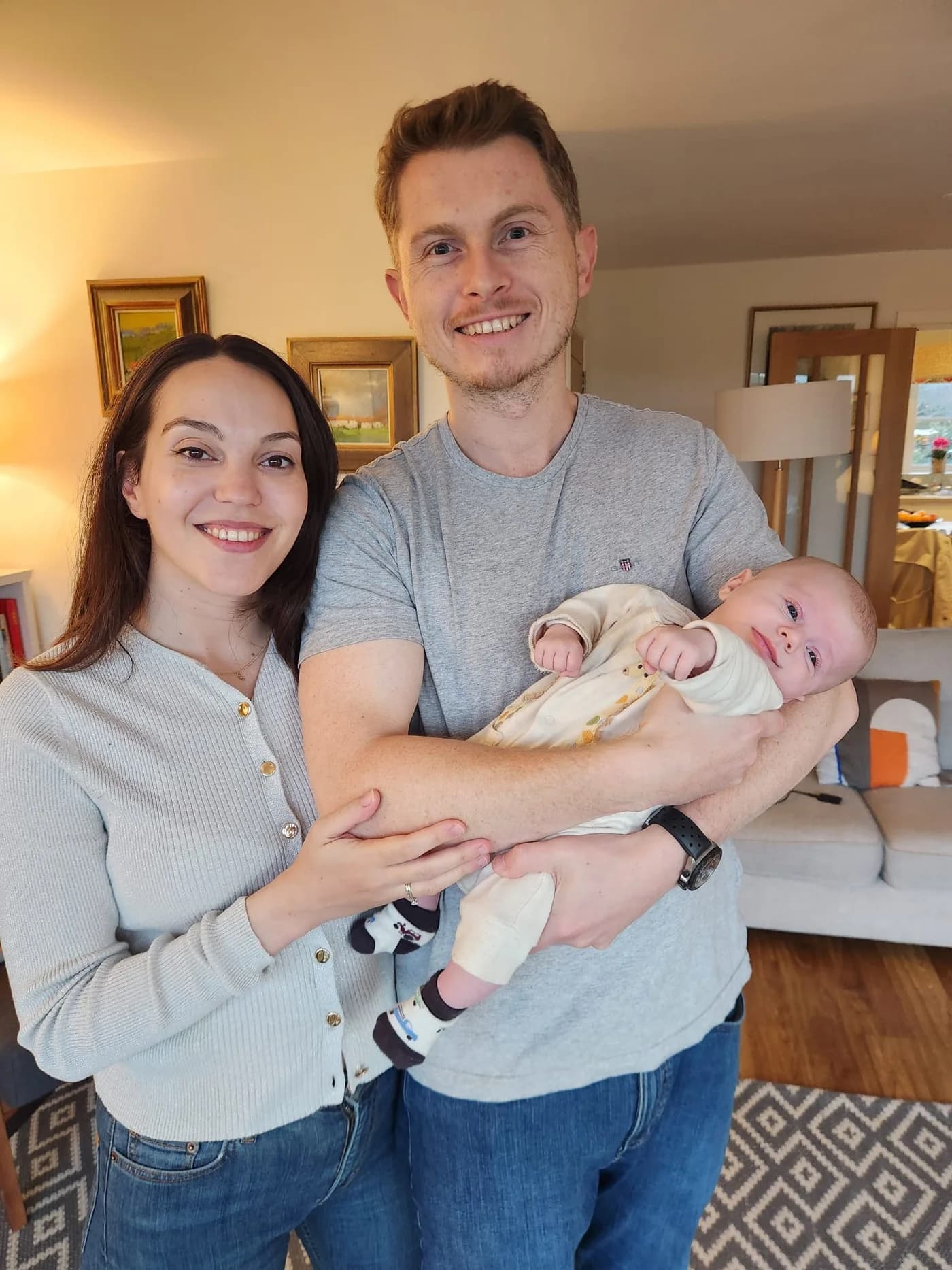 Tom, Olivia and Spencer at home