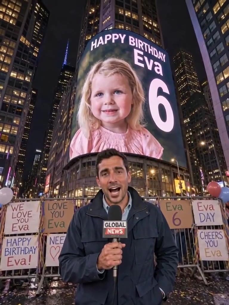Reporter at the billboard from Breaking News Birthday