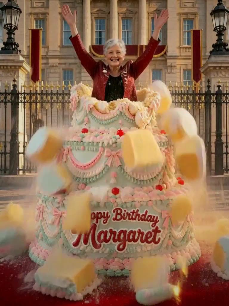 Bursting out of the cake from Cake at the palace
